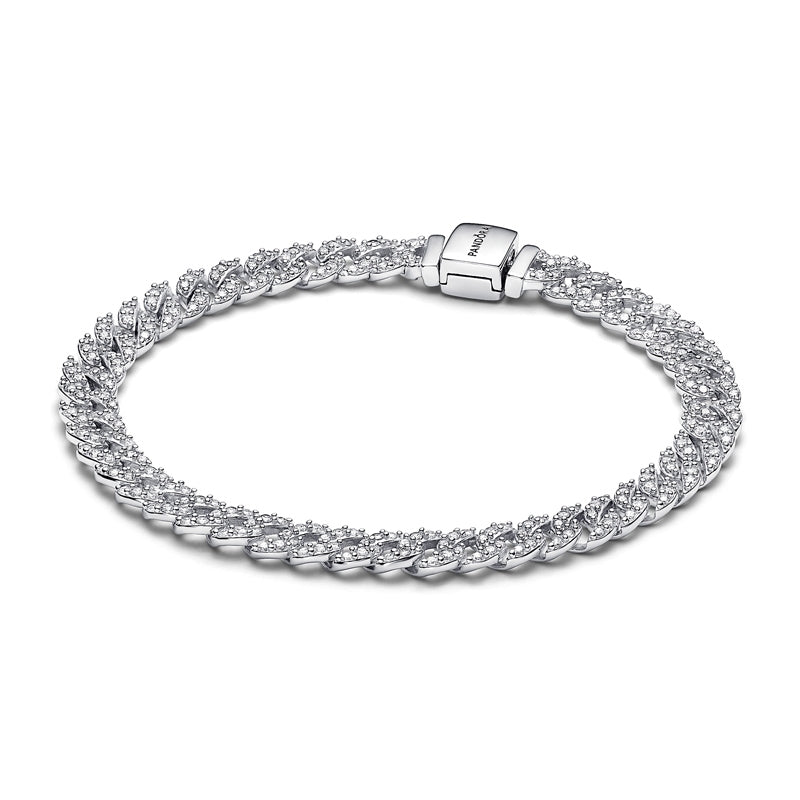 Bracelet chaîne argenté Ayra Timeless pavé