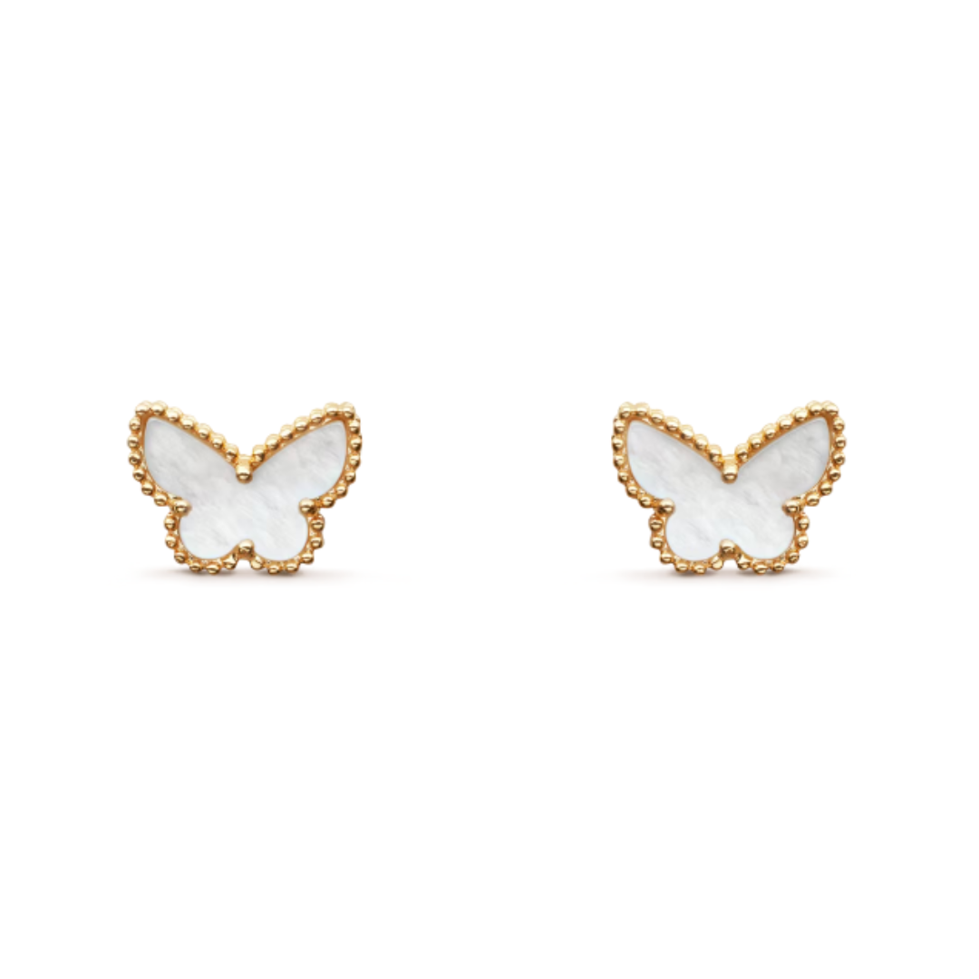 Boucles d'oreilles Papillon Ambre - Blanc / Or