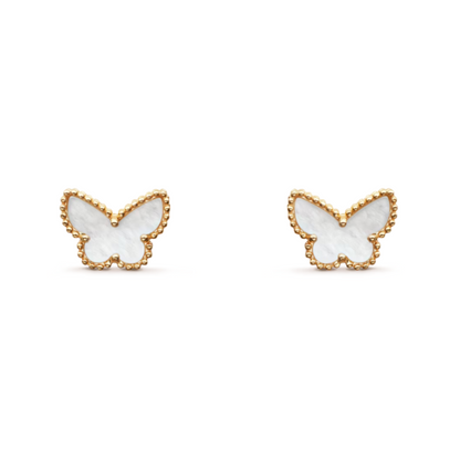 Boucles d'oreilles Papillon Ambre - Blanc / Or