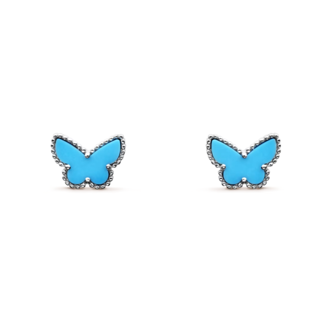 Boucles d'oreilles Papillon Ambre - Bleu / Argent