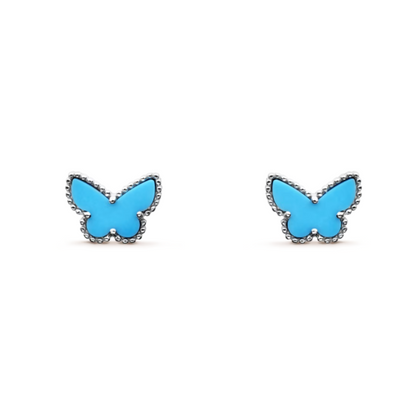 Boucles d'oreilles Papillon Ambre - Bleu / Argent