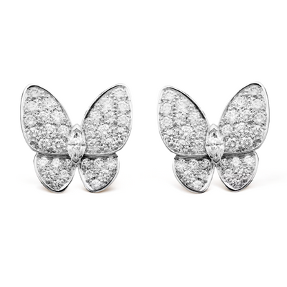 Boucles d'oreilles Papillon Ambre - Diamant / Argent