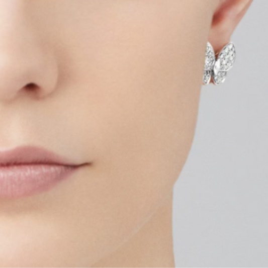 Boucles d'oreilles Papillon Ambre - Diamant / Argent