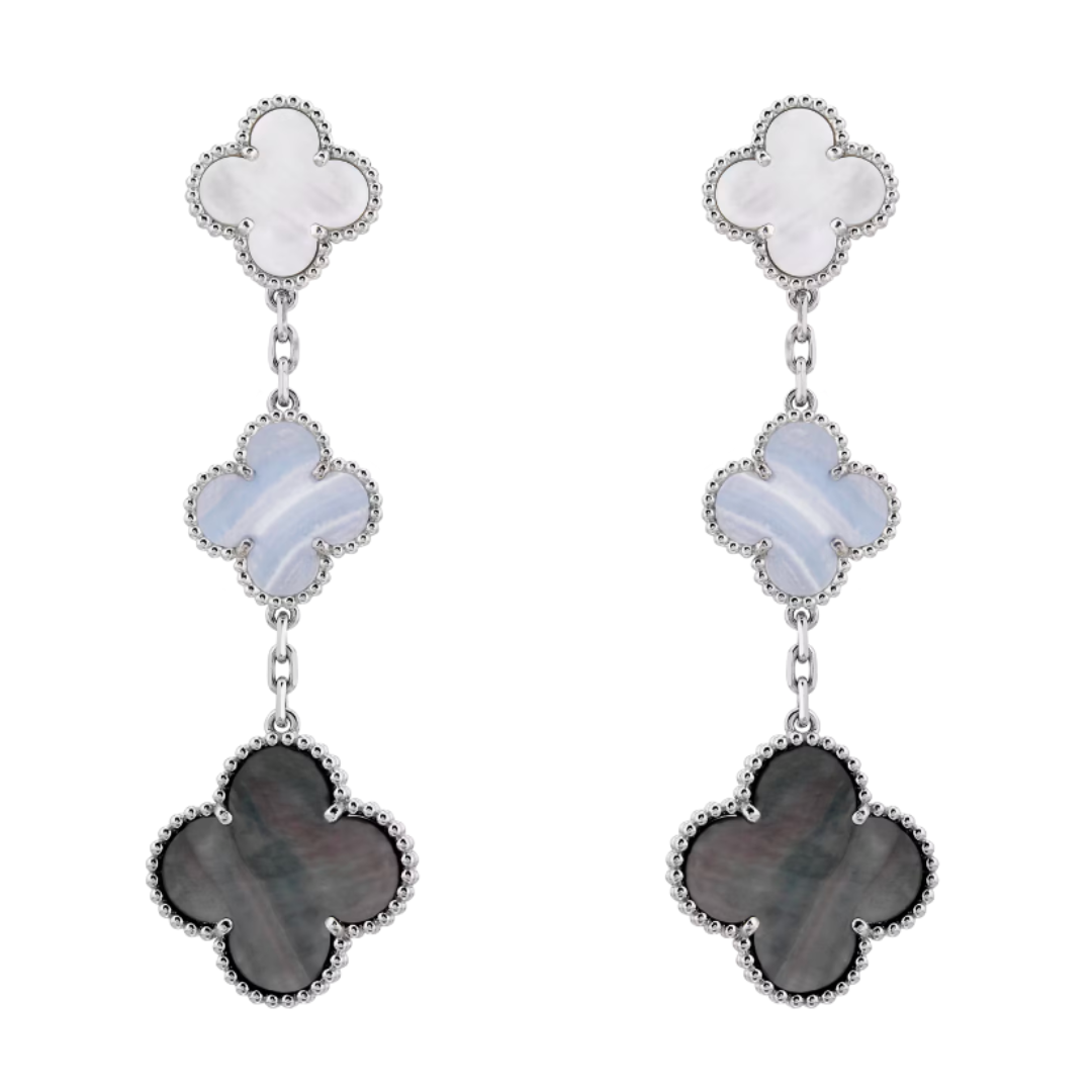 Boucles d'oreilles Coki Dreier - Blanc, Bleu Clair, Gris / Argent