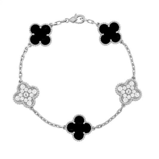 Bracelet Ambre - Argent / Diamant Noir