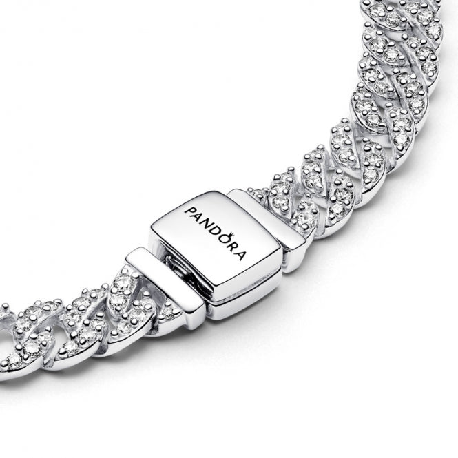 Bracelet chaîne argenté Ayra Timeless pavé