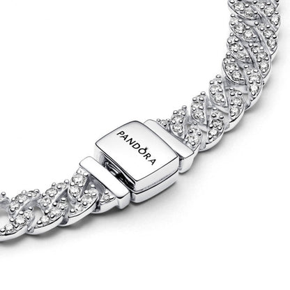 Bracelet chaîne argenté Ayra Timeless pavé