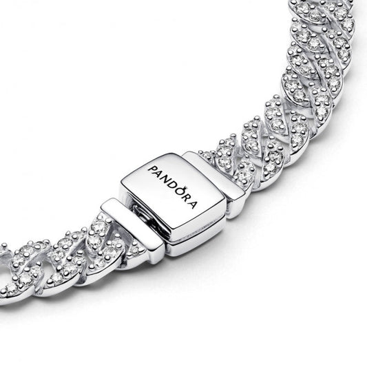 Bracelet chaîne argenté Ayra Timeless pavé