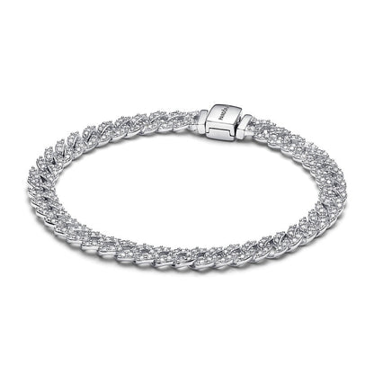 Bracelet chaîne argenté Ayra Timeless pavé